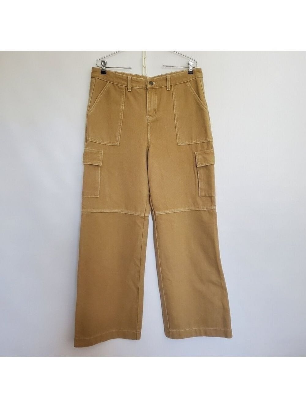 PRINCESS POLLY CARGO PANTS WOMEN SZ 10 DUST DANCING CARGO CAMEL WIDE LEG NWT